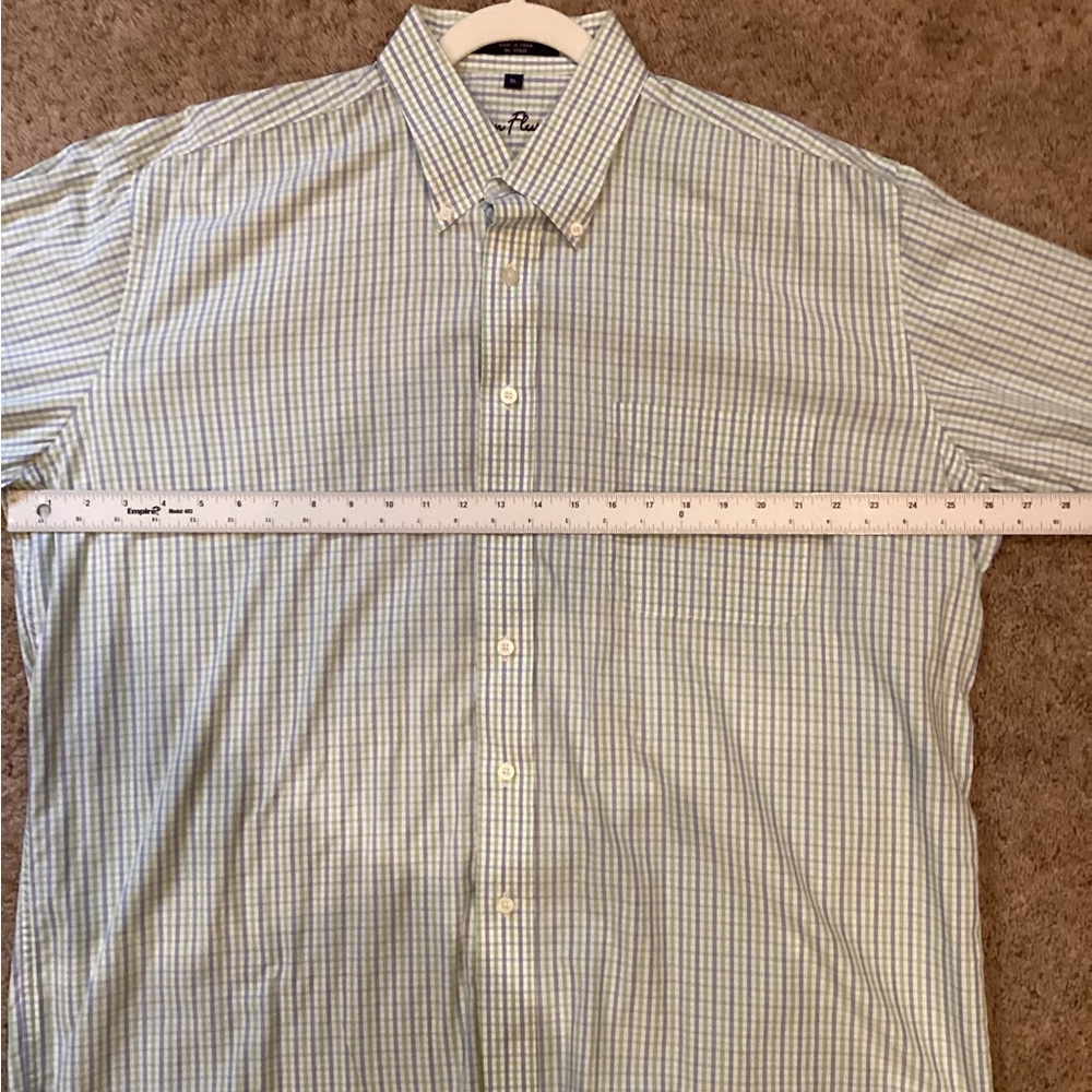 Men’s Alan Flusser small plaid green and blue button down, Size XL, Lightweight - Picture 14 of 17